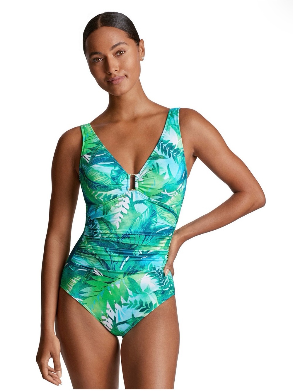 Ralph Lauren Women's Printed Square-Ring One-Piece Swimsuit/Green.US(4).NWT.R9C